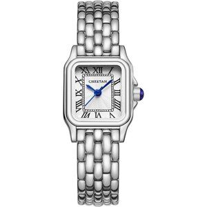 Women Silver Small Vintage Bracelet, Rectangular Case Roman Dial Watches